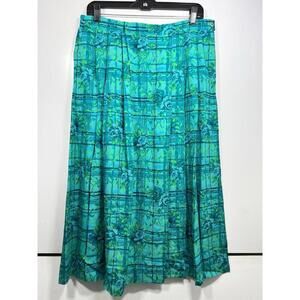 Sophisticated By Pendleton Pleated Blue Floral Plaid Sz 16 Women Cottagecore